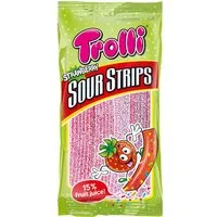 TROLLI Süßigkeit, Trolli Strawberry Sour Strips saure Fruchtgummi Streifen 85g