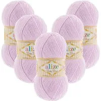 Alize 5 x ALIZE Baby Best 27 Lilac Häkelwolle, 240 m, Babywolle,Viskose,Anti-Pilling,Babygarn