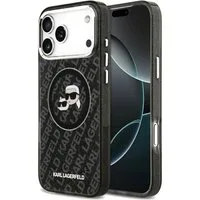 KARL LAGERFELD Handyhülle MagSafe iPhone 17 Pro Max Kunststoff schwarz Glitzer Logo 6,9 Zoll, Kantenschutz