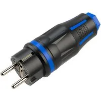 Bachmann Profi-Schutzkontaktstecker CEE7/7 Stromadapter Schutzkontakt, CEE 7/7, Typ-E/F, gummiert, IP54, BM0017347