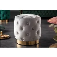 riess-ambiente Sitzhocker MODERN BAROCK 37cm grau / gold, Hocker · Samt · Metall · Chesterfield-Design