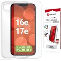 Displex Displayschutzglas Real Glass Screen Protector + Case mit EASY-ON MountMaster für Apple iPhone 16e, Apple iPhone 17e, Displayschutzfolie, Schutzfolie, Bildschirmschutz, kratz- & stoßfest