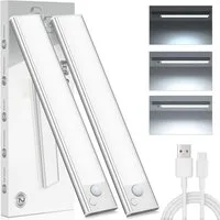 Athlix LED Unterbauleuchte LED Unterbauleuchte LED Unterbauleuchte kabellos, wiederaufladbar, LED fest integriert, USB wiederaufladbar, 3 Farbtemperaturen, Nachterkennung