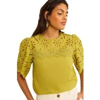 Love & Roses Kurzarmbluse Love & Roses Bluse mit Lochstickerei, Regular (1-tlg)