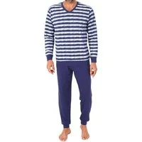 Normann Pyjama Normann Herren langarm Pyjama mit Bündchen in toller Streifenoptik