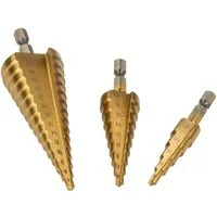 MASTERPROOF PROFESIONAL Bohrersatz HSS - Stufenbohrer Satz 3-teilig, Ø 4 mm bis 32 mm, in Metallbox