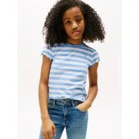 Tommy Hilfiger T-Shirt ESSENTIAL STRIPE RUFFLE TOP SS für Kinder bis 16 Jahre, mit gewellter Kante