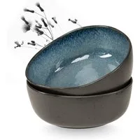 Moritz & Moritz Servierschale ORGANIC Servierschale 2er - Blau, Steinzeug, (Set, 2-tlg), Spülmaschinengeeignet