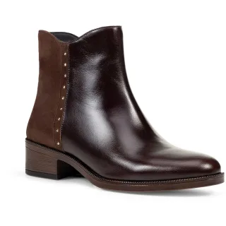 Geox D Camexia Leder Damen Stiefel Dunkelbraun