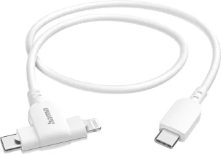 HAMA USB-Ladekabel 2-in-1, USB-C - USB-C oder Lightning, MFI, 1,5 m, Weiß