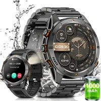 SWGOTA Smartwatch Herren Militär mit 1000mAh großer Akku 1,46" AMOLED-Display Smartwatch, Fitnesstracker mit 100+ Sportmodi/Herzfrequenz/Blutdruck/SpO2, Fitnessuhr Herren für Android iOS mit Schlafüberwachung