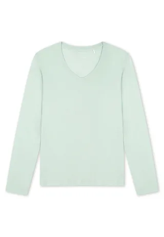 SCHIESSER - Shirt langarm V-Ausschnitt matcha latte - Gr. - 46