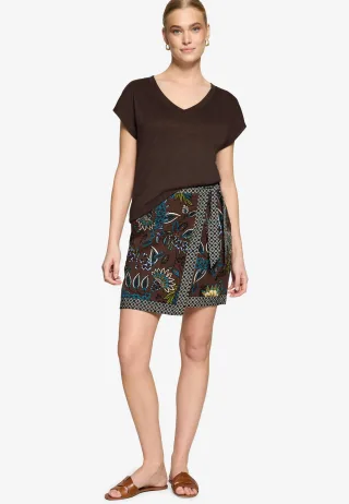 zero - Basic-T-Shirt mit V-Ausschnitt chocolate plum - Gr. - 36
