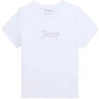 Juicy Couture T-Shirt ESME FITTED TEE Damen T-Shirt Damen, Schriftzug, Sportshirt, Logoprint, mit Glitzer, Sale