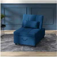 HOMCOM Sessel 3-in-1, mit Bettfunktion, Seitentasche, ausziehbar (Relaxsessel, 1-St., Klappbett), bis 150 kg belastbar, für Wohnzimmer,Schlafzimmer, Blau