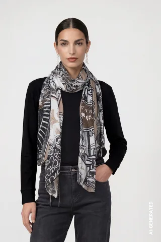monari - Schal mit Emblem-Muster schwarz gemustert