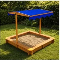HAGO Sandkasten Sandbox Sandkiste Spielplatz Buddelkasten Sandspielplatz, (mit Dach), UV50, Neigbar, Höhenverstellbar, Abgerundete Ecken, Bodenvlies