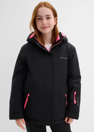 bonprix Wasserdichte Skijacke mit sportiven Details, schwarz, Gr.176/182, Wasserdichte Skijacke für Mädchen
