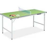 relaxdays Tischtennisplatte Grüne Tischtennisplatte mit Zubehör