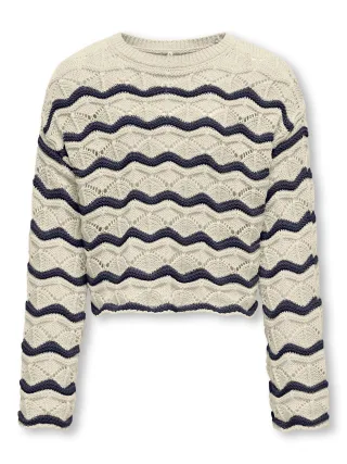 KIDS ONLY - KOGDONNA LS O-NECK STRIPE STRUCTURE KNT Birch - Gr. - 164