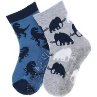 Sterntaler® ABS-Socken Fliesen Flitzer AIR 2er-Pack Mammut + Dino (2-Paar, 2er-Pack) Rutschsocken mit Noppen an der Sohle, ABS- Socken mit süßen Motiven