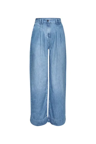 Rich & Royal - Wide leg denim pants orcanic + recycled denim blue - Gr. - 29