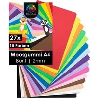 OfficeTree Moosgummi OfficeTree Moosgummi 27 Bögen A4 - Bunt - 15 Farben, 15 Farben