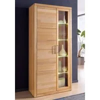 OTTO home Vitrine LOGO B/T/H: 90/42/190cm,10Fächer, 1 Holztür, 1 Glastür, viel Stauraum Fronten aus Massivholz, Korpus aus farblich abgestimmter Melamin