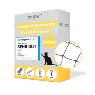 PIUPET Katzennetz drahtverstärkt schwarz 3 m, 8 m