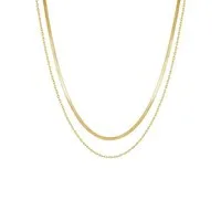 Hey Happiness Collierkettchen Dual-Design, Damen Layer Kette, 2er Schlange und Kugelkette, wasserfest