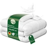 Dreamstar Daunenbettdecke Federbettdecke für Sommer oder Winter, Ganzjahresdecke, atmungsaktiv, Füllung: 70% Daunen, 30% Federn, Decke 135x200cm und 155x220cm, Allergikergeeignet, kein Lebendrupf