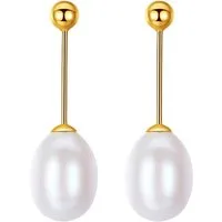 LÖB Perlenohrringe 925 Silber Gold Ohrringe Hängend Zuchtperlen Tropfen Anhänger weiß (Geschenke für Frauen Beste Freundin Mutter Mama Damen zum Geburtstag Weihnachten Weihnachtsgeschenke, Inkl. Schmuckbox), Damen Ohrstecker Perlenohrringe vergoldet 