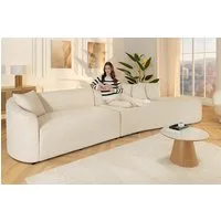 riess-ambiente Big-Sofa ATELIER L 330cm beige Bouclé - inkl. Kissen, Schaumstoff-Polsterung, Einzelartikel 1 Teile, abgerundete XXL-Couch mit Polsterung & Kissen - ideal für Wohnzimmer