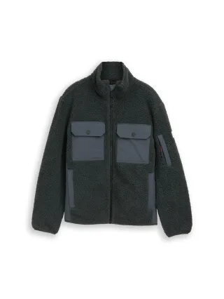 Tom Tailor - Teddy Jacke mit Taschen Darkest Olive - Gr. - XL
