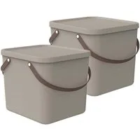 ROTHO Aufbewahrungsbox 2er-Set stapelbare Aufbewahrungskiste 40l mit Deckel (Aufbewahrungsset, 2er-Set)