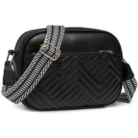 LA CUTE Umhängetasche Damen Crossbody-Tasche aus veganem Leder mit breitem Riemen. (Kleine Schultertasche mit Reißverschluss und breitem Tragegurt., Crossbody-Tasche aus veganem Leder mit verstellbarem Riemen), Modische Crossbody-Tasche aus veganem L