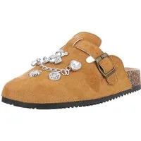 Ital-Design Damen Mules Freizeit Pantolette (88930438) Flach Pantoletten in Camel