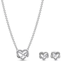 Pandora Herzkette 68321, für Damen-Geschenkset Funkelndes Unendlichkeits-Herz