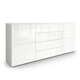 Vladon Sideboard, Weiß Hochglanz, Holzwerkstoff, 166x72x35 cm, Wohnzimmer, Kommoden & Sideboards, Sideboards