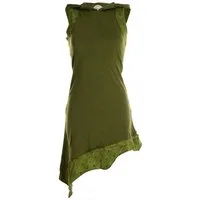 Vishes Sommerkleid Asymmetrisches Elfenkleid mit Zipfelkapuze Hippie, Boho, Ethno Elfen Style
