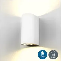 B.K.Licht Außen-Wandleuchte LED Wandlampe Außen & Innen Wandspot 15x9cm schwarz/weiß IP44, LED wechselbar, Warmweiß, 3000K Hauswand Up Down 2x GU10 5W 400lm Terrasse Garten
