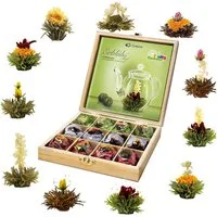 Creano Tee Creano Teekiste aus Holz 12x Erblühtee, weißer, grüner& schwarzer Tee