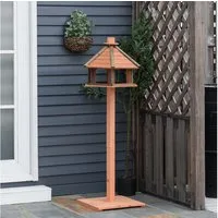 PawHut Vogelhaus hölzerner Vogelvilla Futterhaus Vogelständer mit wasserfestem Dach, für den Aussenbereich Natur Ø52 x 130H cm