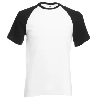Fruit Of The Loom Herren Kurzarm Baseball T-Shirt (Weiß/Schwarz)