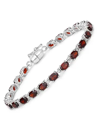 Vira Jewels Armband 925-Sterling Silber rhodiniert Granat oval