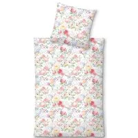 LIVING DREAMS Bettwäsche AQUARELL FLOWERS reine Baumwolle Satin made in Europe, Satin, 2 teilig, angenehmes Hautgefühl natürlich zartes Blumenmuster Anemonen