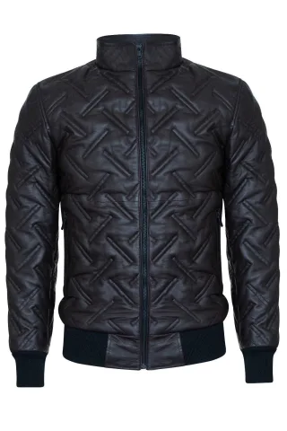 Bomber-Steppjacke aus Leder für Herren – Goiania