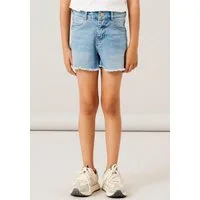 Name It Shorts NKFROSE HW MOM DNM SHORT Baumwollmischung, ausgefranster Saum, verstellbarer High Waist Bund