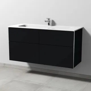 Sanipa 3way Keramik-Set Design Keramik-Waschtisch und Unterbau mit 4 Auszügen, Schwarz-Matt BS48208