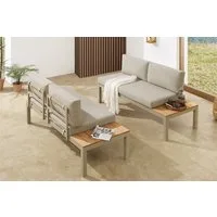 riess-ambiente Gartenlounge-Set ORLANDO LOUNGE 240cm greige/natur - Aluminium, wetterfest, modulal, (Set, 1-tlg., 2x Sitzelement), flexibles Lounge-Set mit bequemen Kissen – ideal für Outdoor-Bereiche